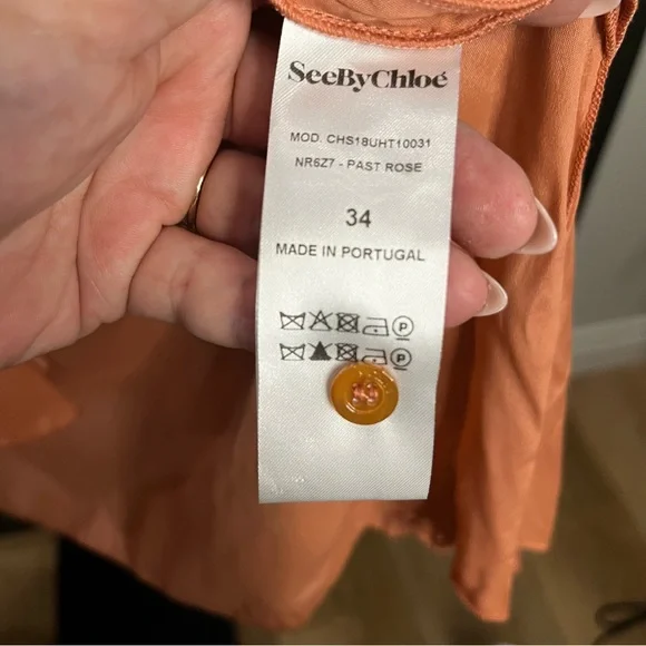 See By Chloe Silk Blend Ruffle Blouse Size 34 - Picture 14 of 16